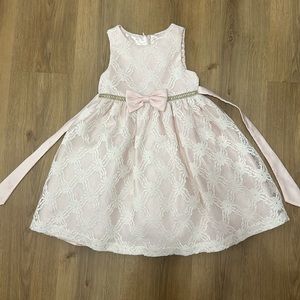 Light pink, formal dress with lace overlay and sparkly band. Size 4t